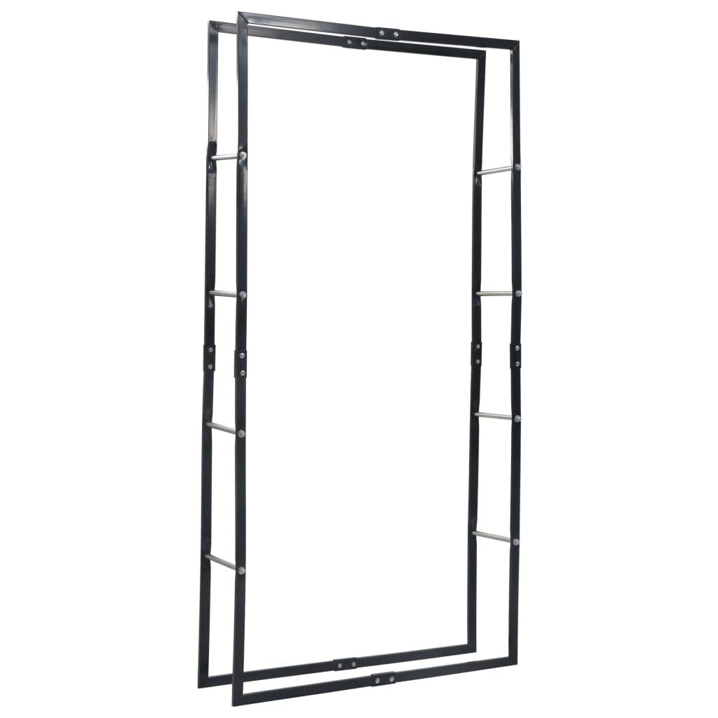 vidaXL Firewood Rack Black 39.4&quot;x9.8&quot;x78.7&quot; Steel