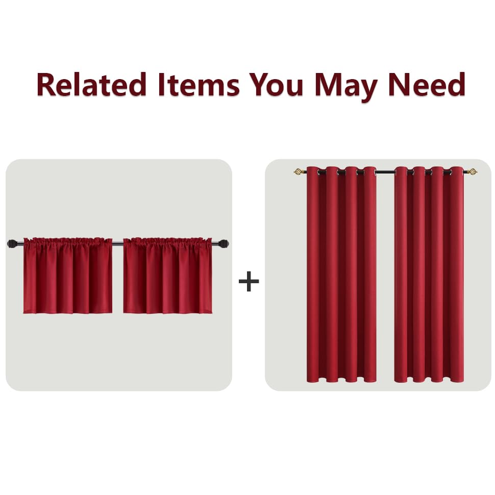 Mrs.Naturall Red Curtains For Bedroom 84 Inch Length 2 Panels Set Blackout Grommet Window Black Out Luxury Curtains For Living R