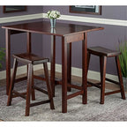 Ergode Exquisite Dining Set | Double Drop Leaf Table | Ladder Back Chairs | Solid Wood | Walnut Finish | (94384-VV)