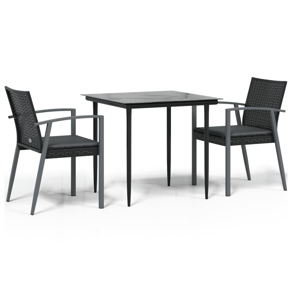 vidaXL 7-Piece Garden Dining Set with Cushions in Poly Rattan and Steel - Weather-Resistant Outdoor Furniture with Comfortable Seating and Glass Tabletop