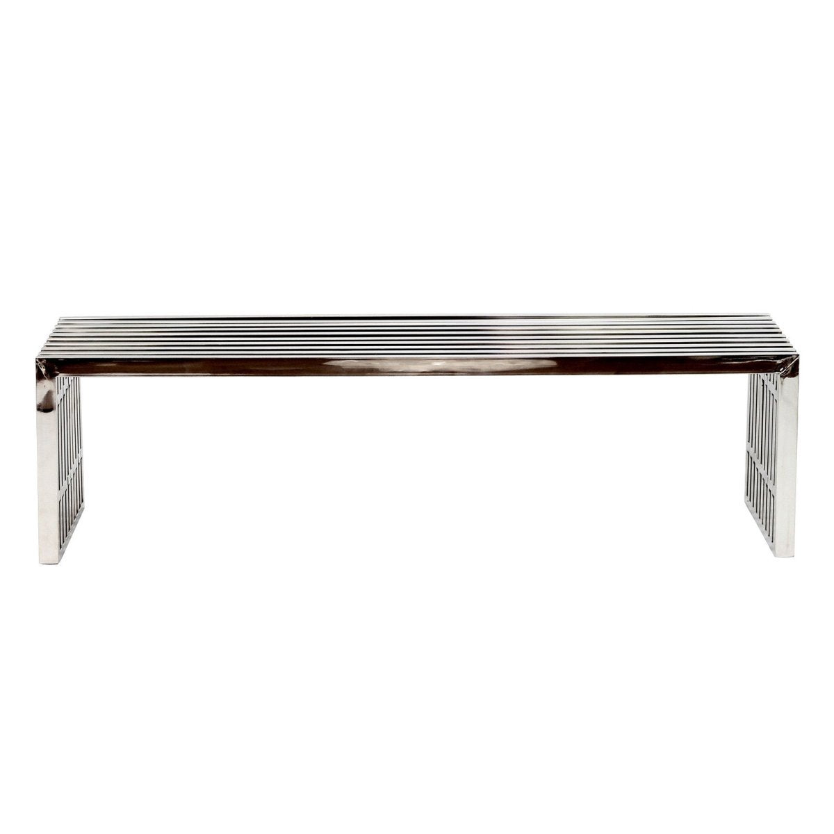 Gridiron Silver Large Stainless Steel Bench by Modway
