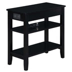Convenience Concepts American Heritage Chairside End Table With Usb Ports & Ac Outlet 23.5' - Living Room Side Table With Storage Drawer, Bedroom Nightstand With Charging Station, Black