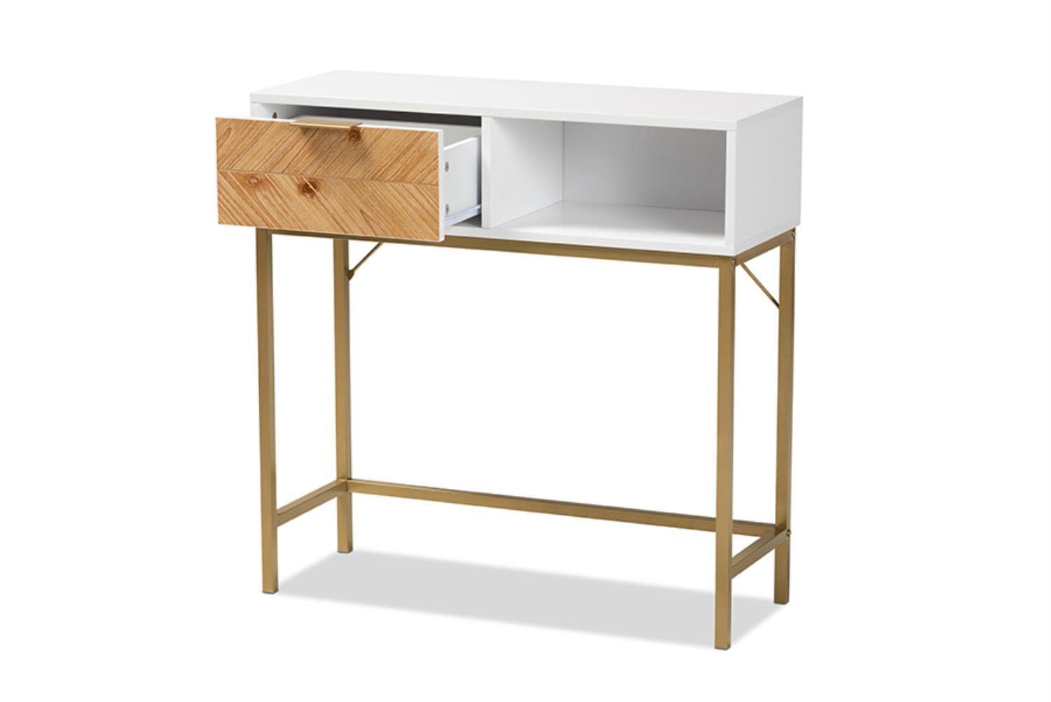 Baxton Studio Giona White Finished Wood 1-Drawer Console Table