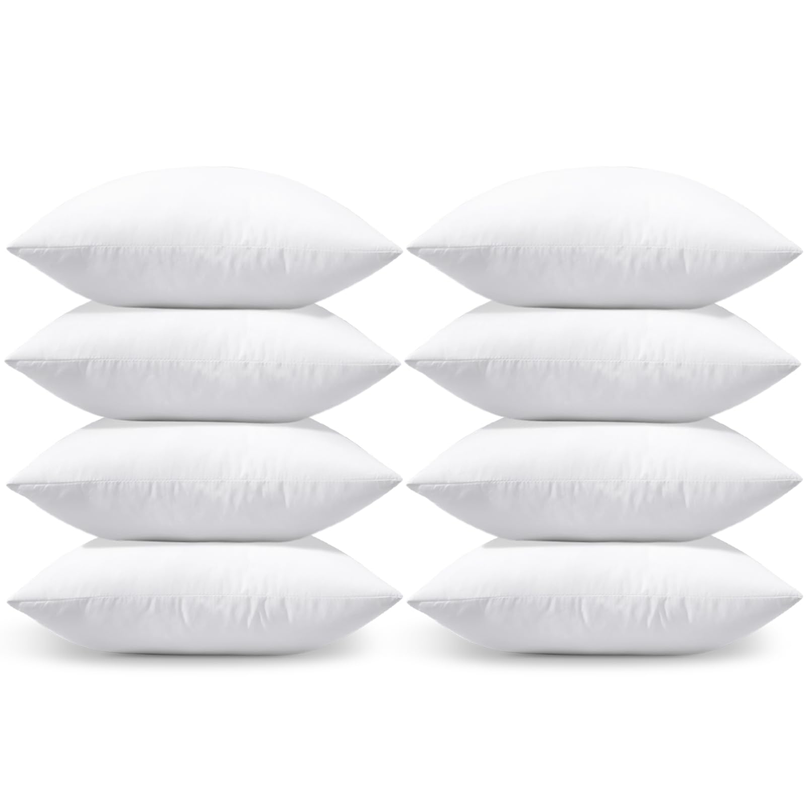 Otostar Pack Of 8 Throw Pillow Inserts, 20 X 20 Square Cushion Inner Soft Fluffy Plump Stuffer Cushion Pads White Decorative Pil