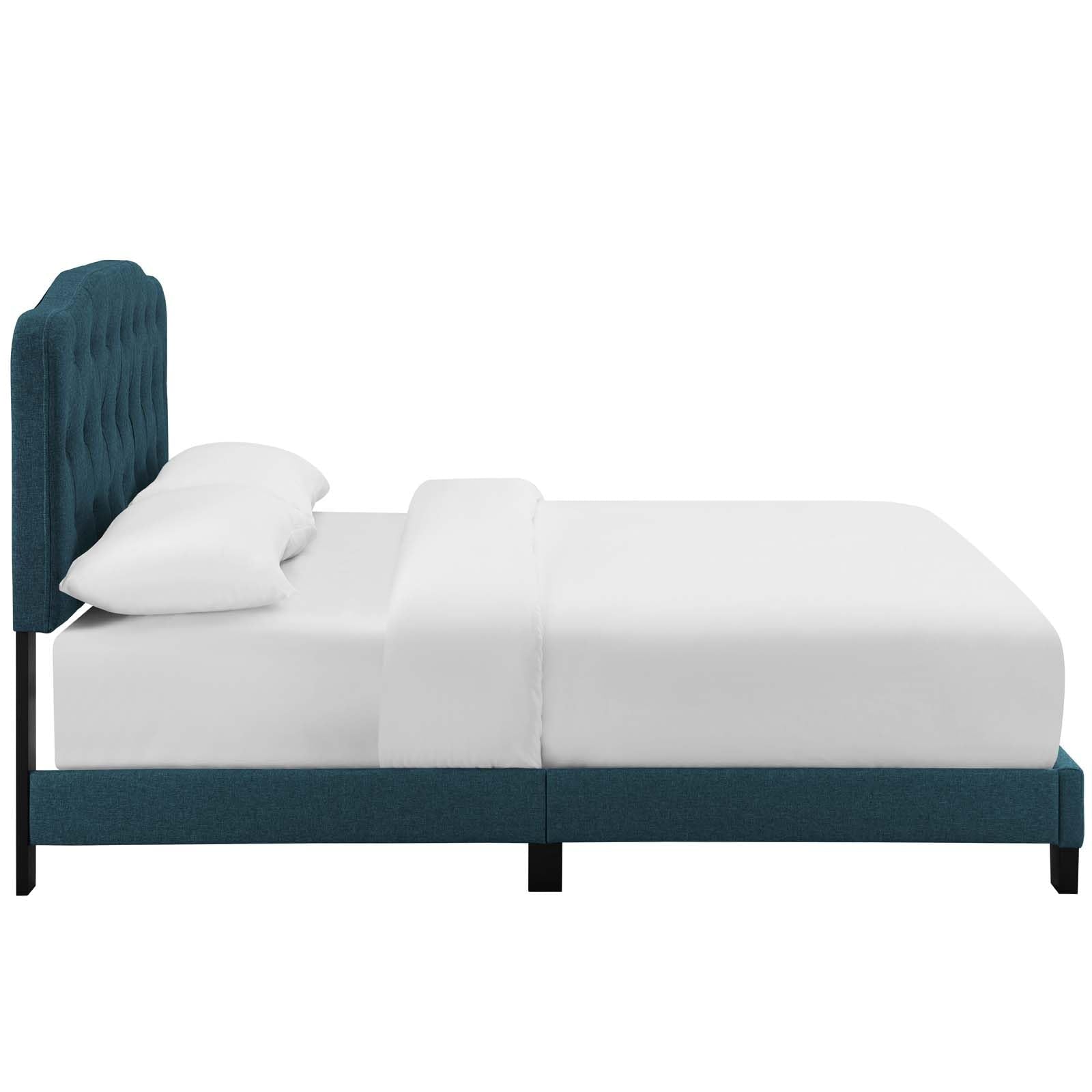 CasaFoyer Amelia Full Bed | Luxurious Chic Design | Polyester Upholstery | Button-Tufted Headboard | Solid Wood Construction | Non-Marking Wood Legs | Maximum Support | Elegant Curves | Opulent Appearance