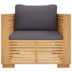 vidaXL Solid Wood Teak Patio Sofa Chair with Dark Gray Cushions - Easy Assembly, Weather-Resistant Outdoor Furniture
