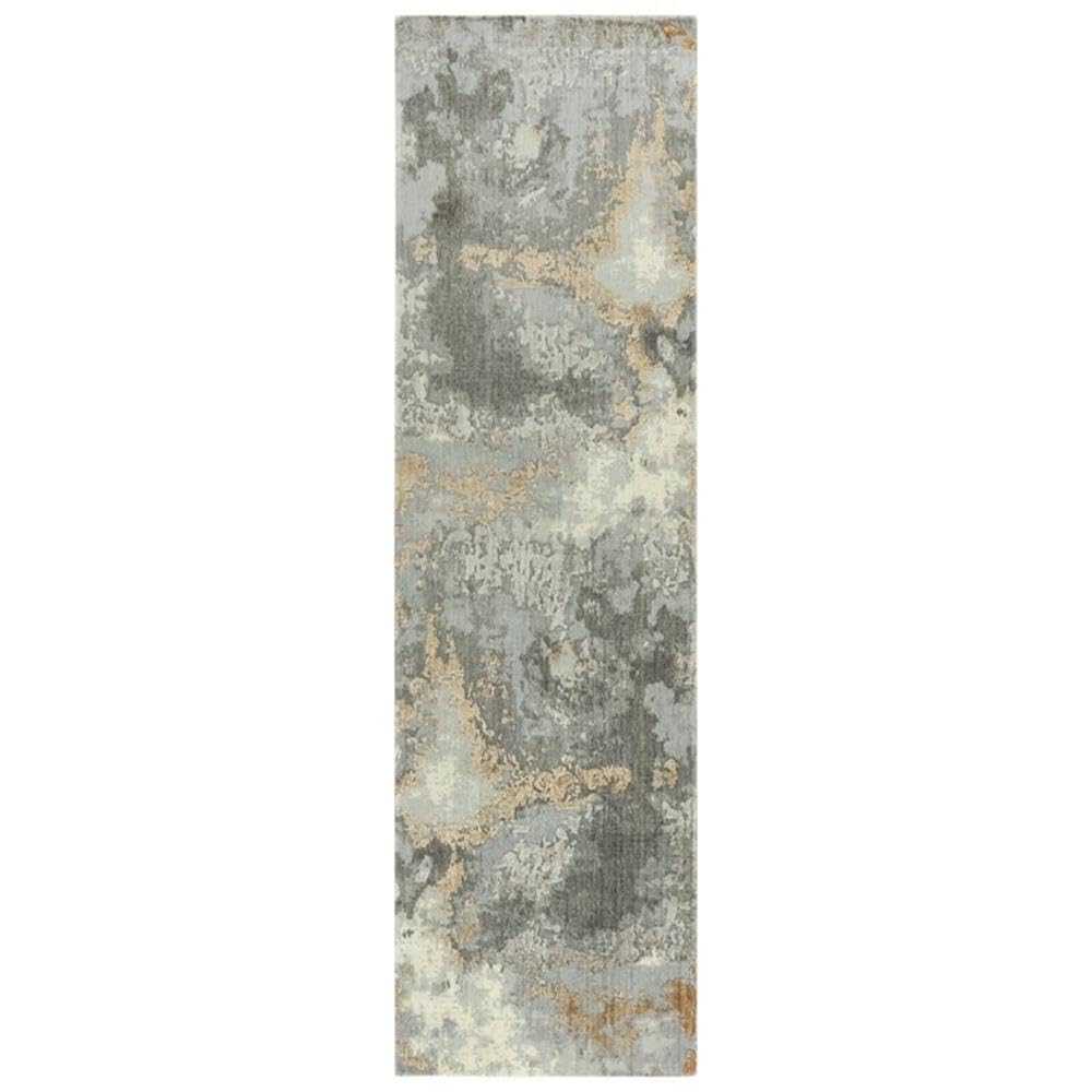 Rizzy Home Alora Decor Radiant 2'6" X 10' Abstract Gray/Ivory/Beige Hybrid Area Rug