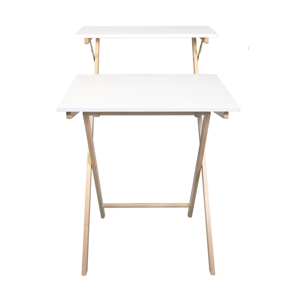 Casual Home 100% Solid Wood 2-Tier Folding 28" W Laptop Working Computer Desk, No Assembly Required