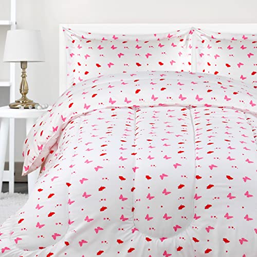 Utopia Bedding All Season Butterfly Comforter Set With 2 Pillow Cases, 3 Piece Soft Brushed Microfiber Kids Bedding Set For Boys