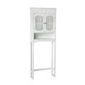 Teamson Home Newport Wooden-Storage-Cabinet, 64 Drapery-Lined Glass Space Saver