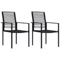 vidaXL Patio Chairs 2 pcs Black PVC Rattan - All Weather Outdoor Seating Ideal for Garden, Deck, Patio or Poolside Lounge