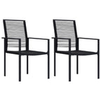 vidaXL Patio Chairs 2 pcs Black PVC Rattan - All Weather Outdoor Seating Ideal for Garden, Deck, Patio or Poolside Lounge