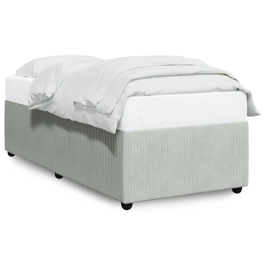 vidaXL Velvet upholstered Twin XL Bed Frame - Light Gray - slats for Support - Modern Style - Assembly Required