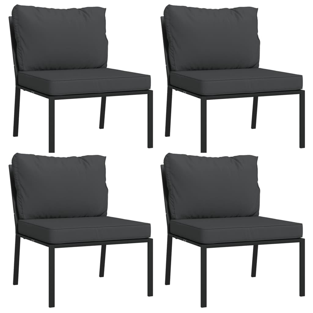 vidaXL 9 Piece Patio Lounge Set, Industrial Style, Outdoor Furniture, Steel Frame, Soft Cushions, Easy Assembly, Gray Cushions with Black Frame, Heavy-Duty Up to 242.5 lb