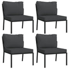 vidaXL 9 Piece Patio Lounge Set, Industrial Style, Outdoor Furniture, Steel Frame, Soft Cushions, Easy Assembly, Gray Cushions with Black Frame, Heavy-Duty Up to 242.5 lb