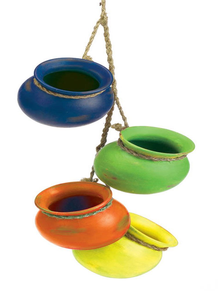 Zings & Thingz 57072063 Dangling Terra Cotta POTS, Blue