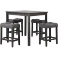 Best Master Furniture 5 Pieces Square 36 x 36 Counter Height Set Black Charcoal