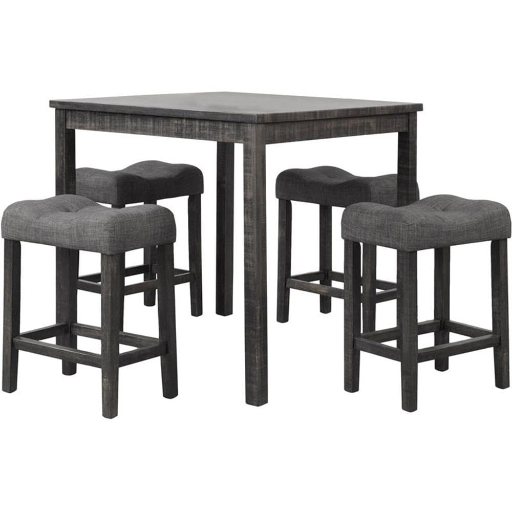 Best Master Furniture 5 Pieces Square 36 x 36 Counter Height Set Black Charcoal