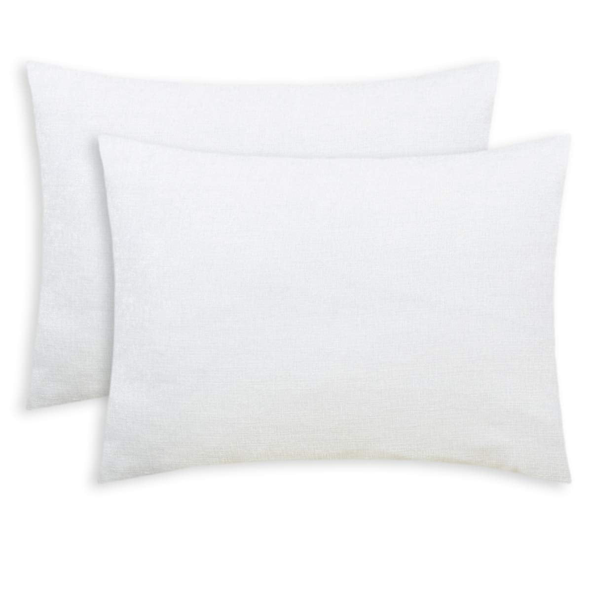 Calitime Pack Of 2 Cozy Standard Pillow Shams Cases For Bed Bedding Decoration Solid Dyed Soft Chenille 20 X 26 Inches True Whit