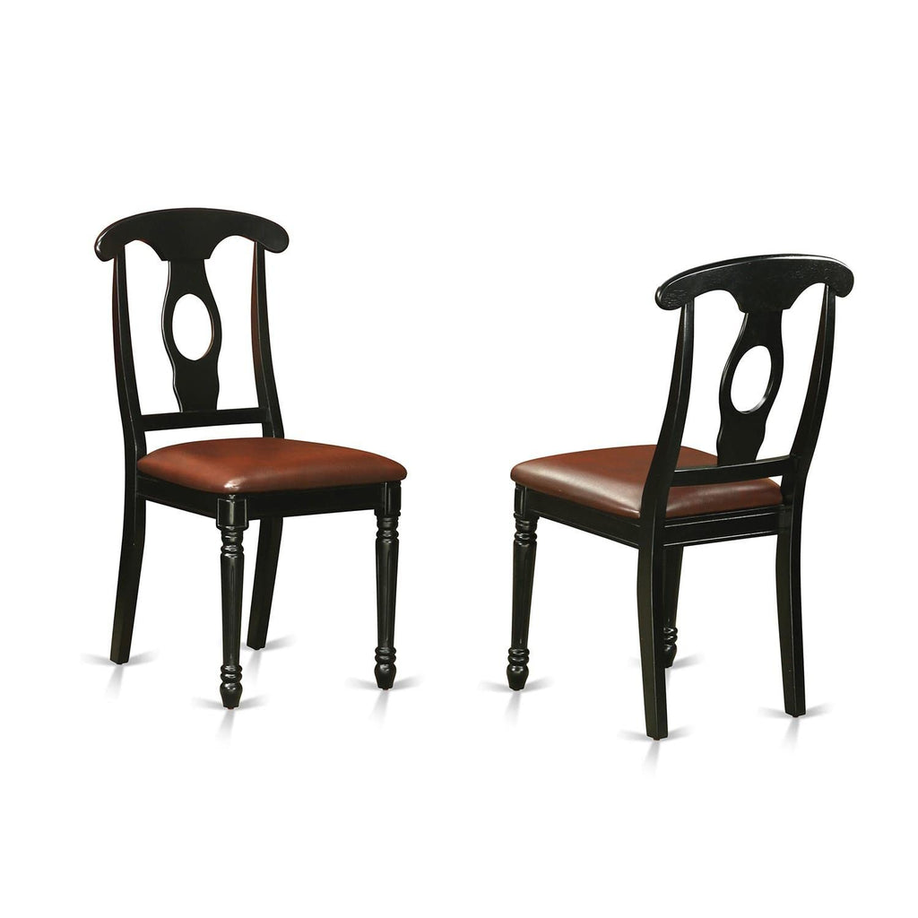 East West Furniture ANKE3-BLK-LC 3 Piece Dining Room Table Set Contains a Round Kitchen Table with Pedestal and 2 Faux Leather Upholstered Dining Chairs, 36x36 Inch, Black & Cherry