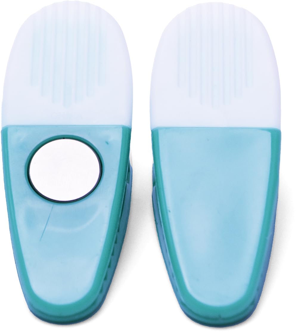 Thick Plastic Clips With Neodymium Magnet - 3-1/4' Length - Durable Versatile All-Purpose (Retro Blue White)