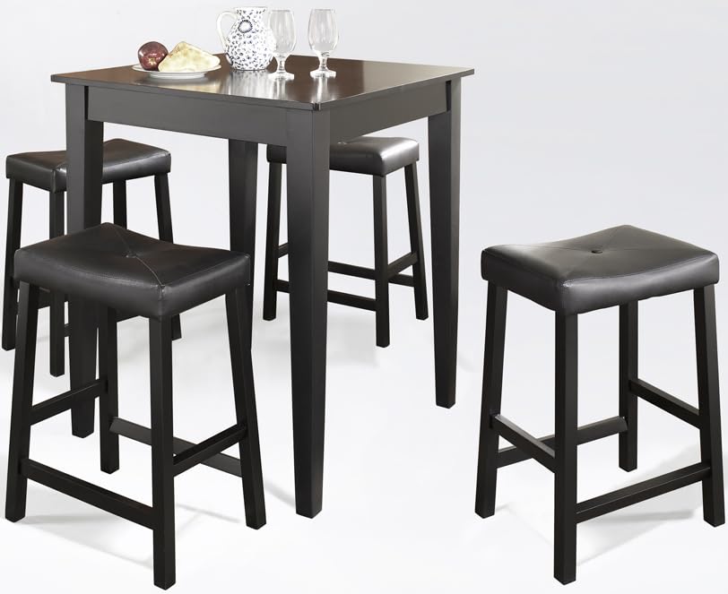 Crosley Furniture 5-Piece Bar Table With 4 Upholstered Saddle Counter Height Bar Stools - Thumbnail 2