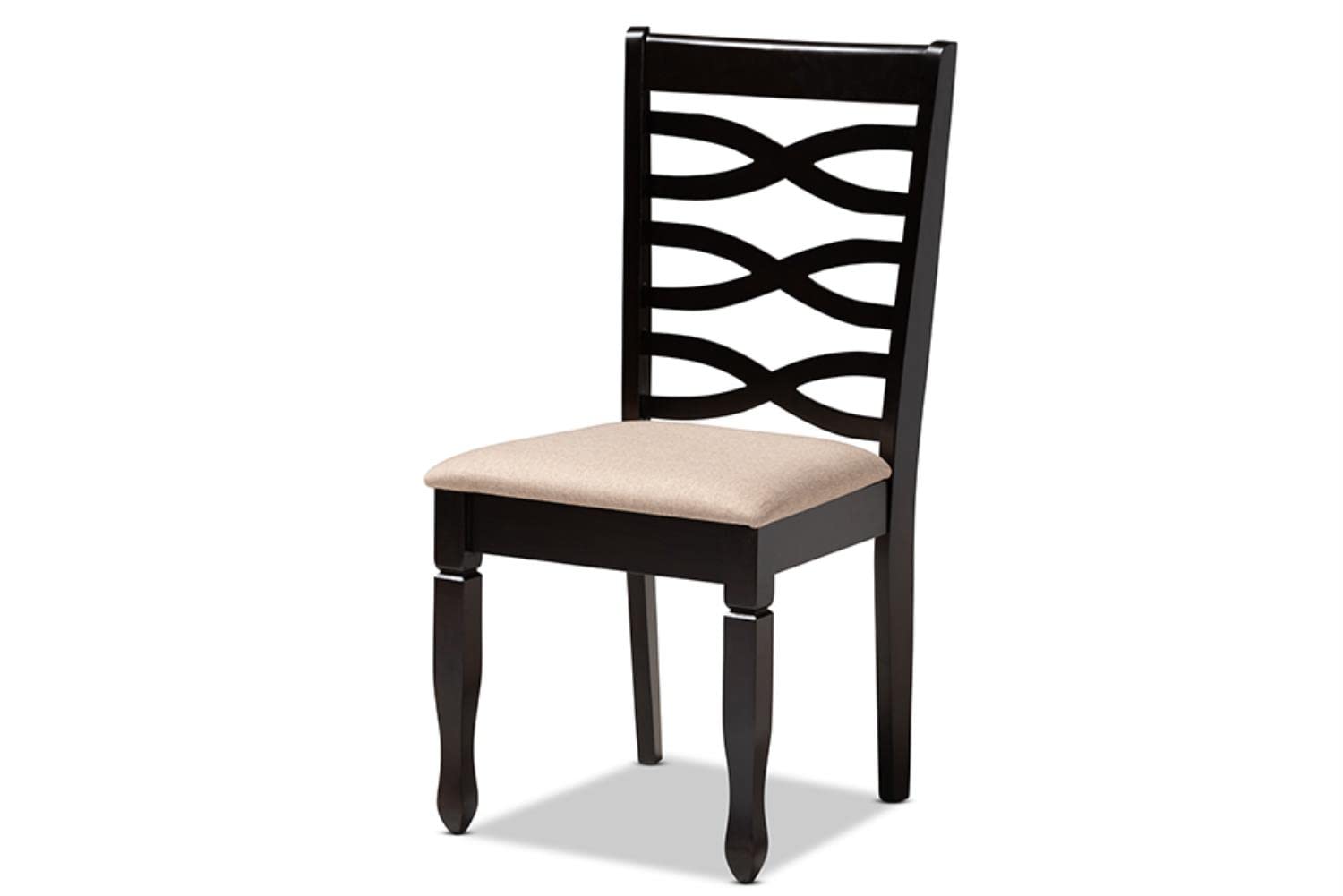 Baxton Studio Lanier Modern and Contemporary Sand Fabric Upholstered Espresso Brown Finished Wood Dining Chair