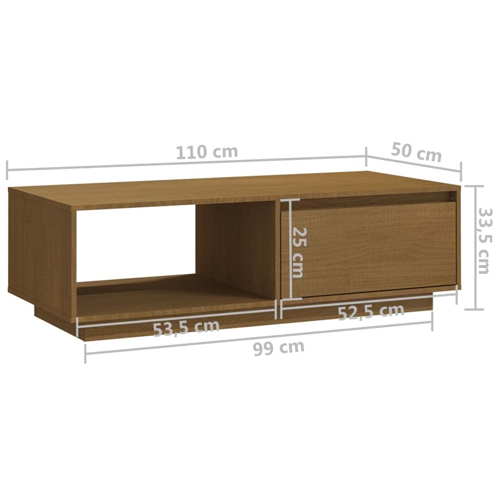vidaXL Solid Pinewood Coffee Table Home Indoor Living Room Dining Room Wooden Storage Accent Side Sofa Couch End Tea Table Furniture Honey Brown