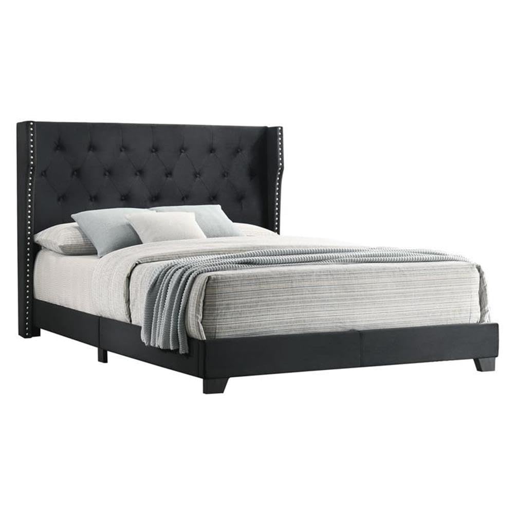 Best Quality Furniture Velvet Corduroy Twin Panel Bed Frame