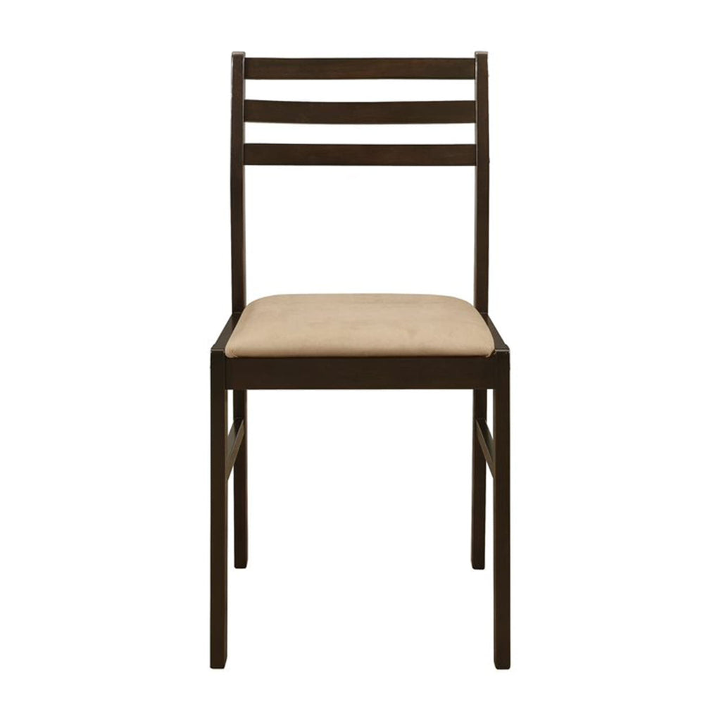 Coaster Home Furnishings 3-Piece Round Wood Dining Room Set Drop Leaf Extension Table Ladder Back Side Chairs Upholstered Seat Cushions Cappuccino and Tan 130005