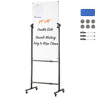 Vevor Rolling Magnetic Whiteboard, Double-Sided Mobile Whiteboard 24X48 Inches, Adjustable Height Dry Erase Board With Wheels, 1