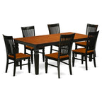 East West Furniture Lgwe7-Bch-W 7 Piece Kitchen Table Set Consist Of A Rectangle Dining Table With Butterfly Leaf And 6 Dining Chairs, 42X84 Inch, Black & Cherry