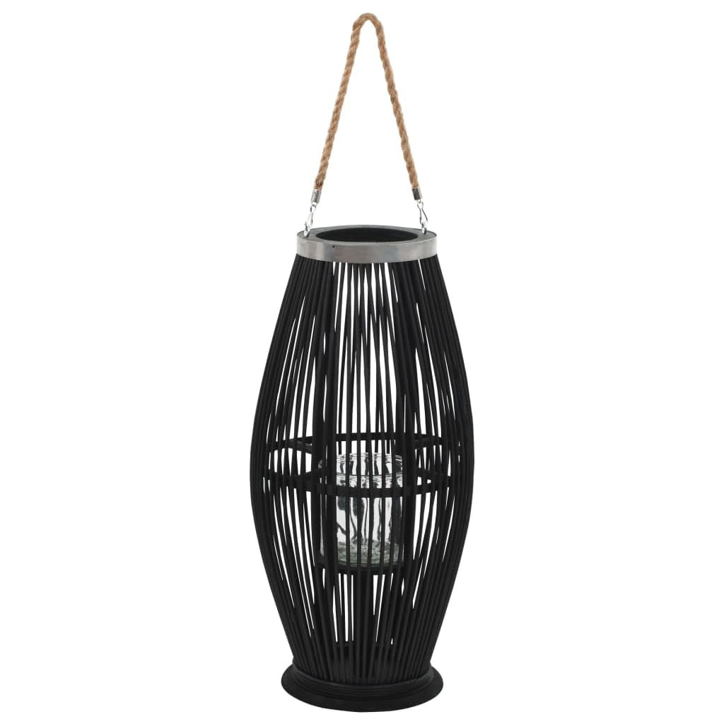 vidaXL Hanging Candle Lantern Holder Bamboo Black 23.6&quot;