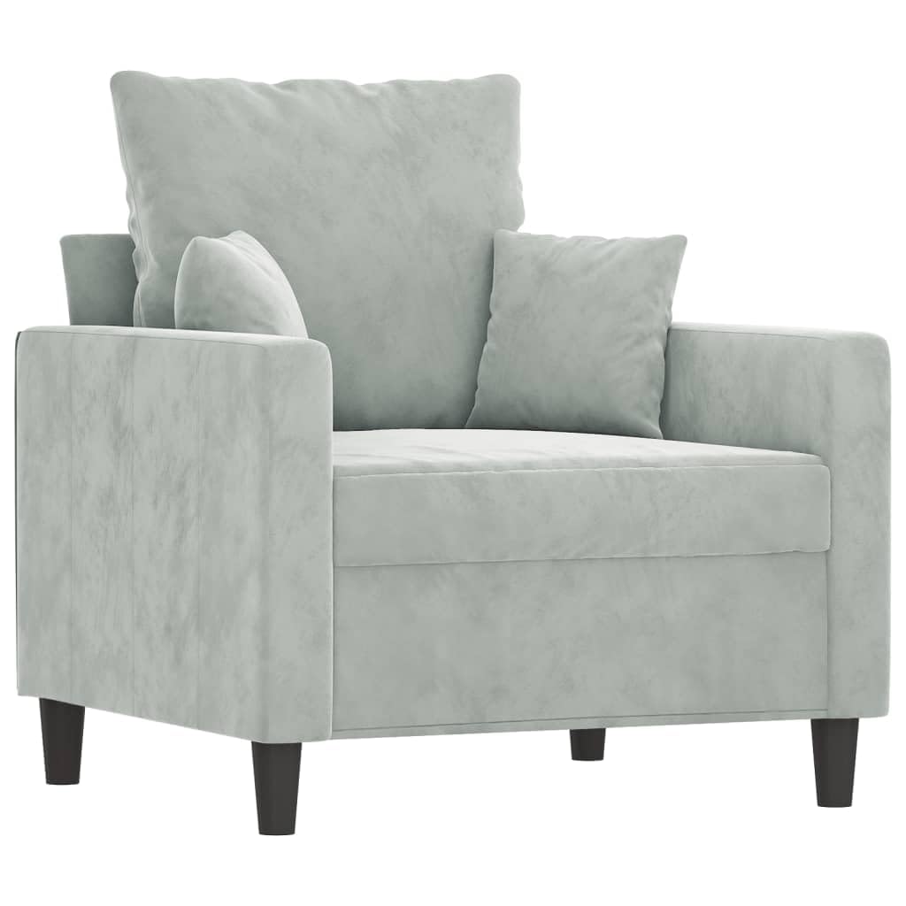 vidaXL Velvet Sofa Chair in Light Gray - Modern Styling with Comfortable Padding and Durable Metal Frame