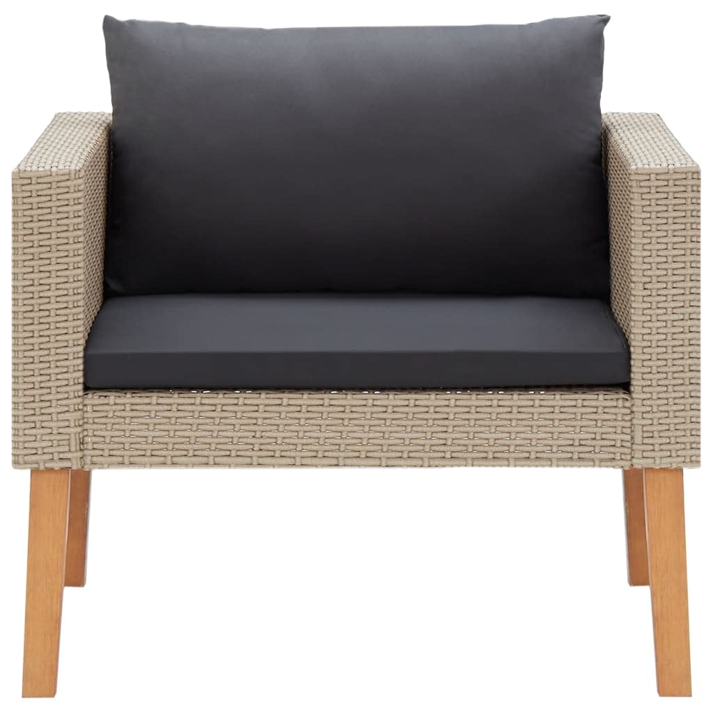 vidaXL Patio Furniture Set 5 Piece, Sectional Sofa for Outdoor Garden, Couch with Cushions, Coffee Table, Scandinavian Style, Poly Rattan Beige