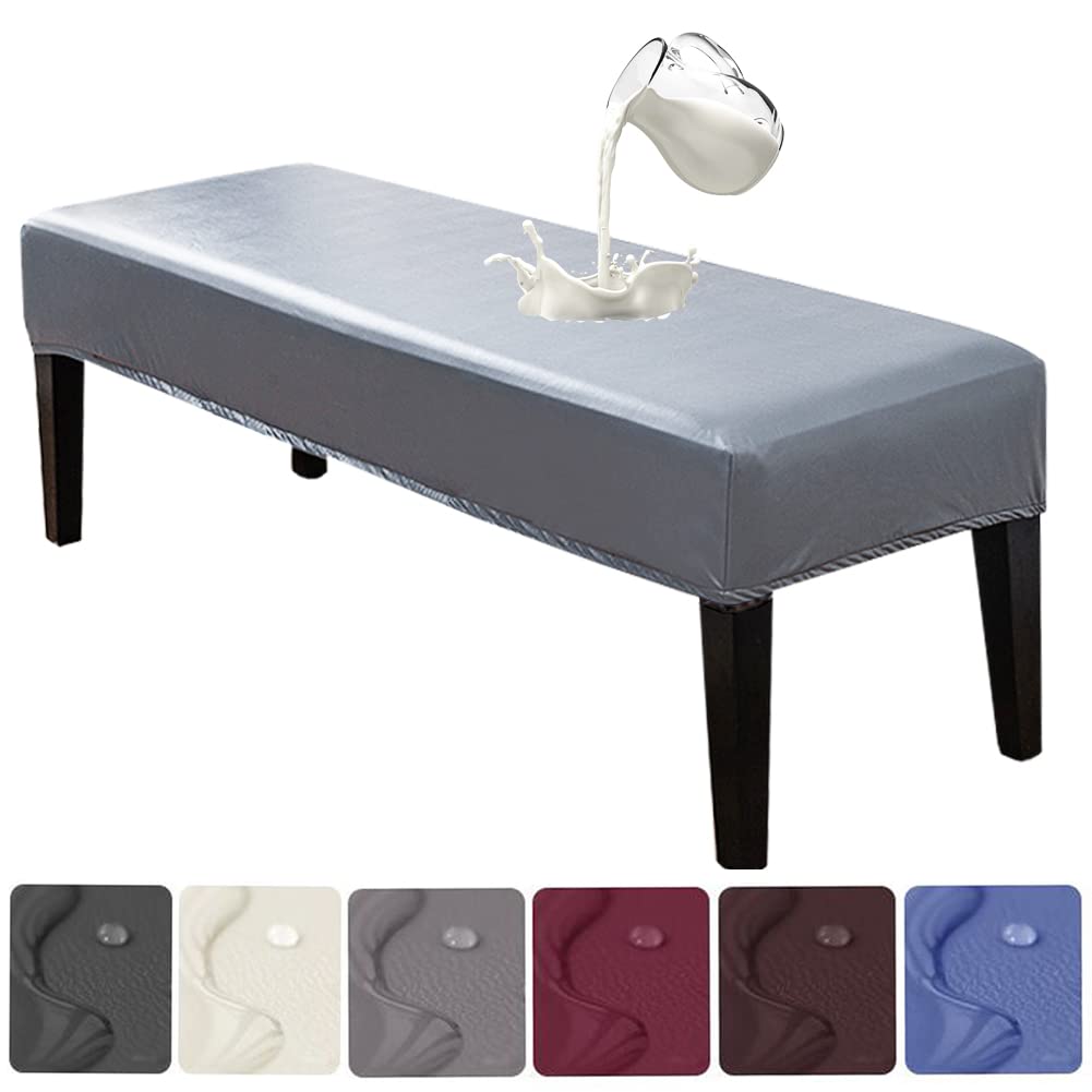 HFCNMY Bench Covers for Dining Room,Waterproof PU Dining Bench Cover Removable Bench Covers Stretch Washable Bench Seat Covers f