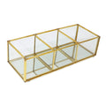 Isaac Jacobs 3-Compartment Vintage Style Brass and Glass Organizer (9.1 L x 3.6W x 2.6 H), Multi-Sectional Tray & Storage Soluti