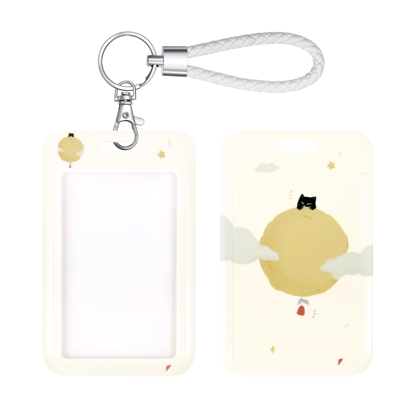 Shiningeyes Id Card Badge Holder Key Chain With Metal Keyring, Plastic Slide Open With Id Window For Women Men Girls Students,Mo