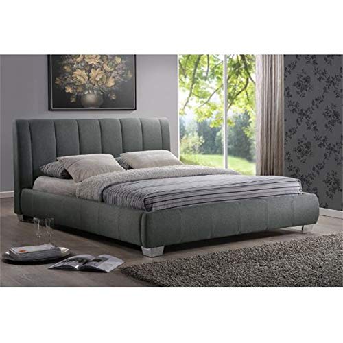 Baxton Studio Marzenia Fabric Upholstered Platform Bed, Queen, Grey