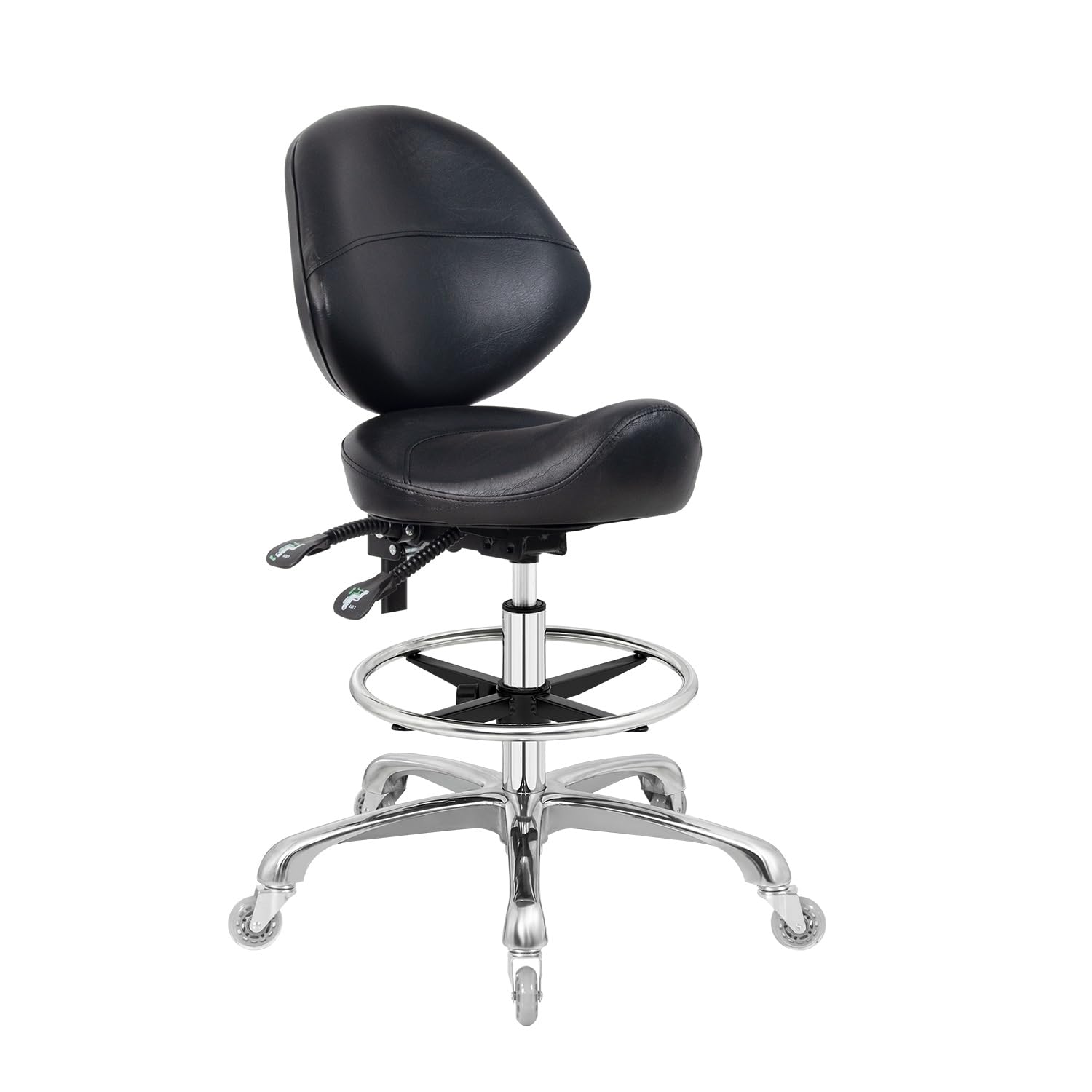 Nolasalon Saddle Stool Chair with Wheels,Ergonomic Swivel Rolling Height Adjustable for Salon Beauty Clinic Dentist Tattoo Home 