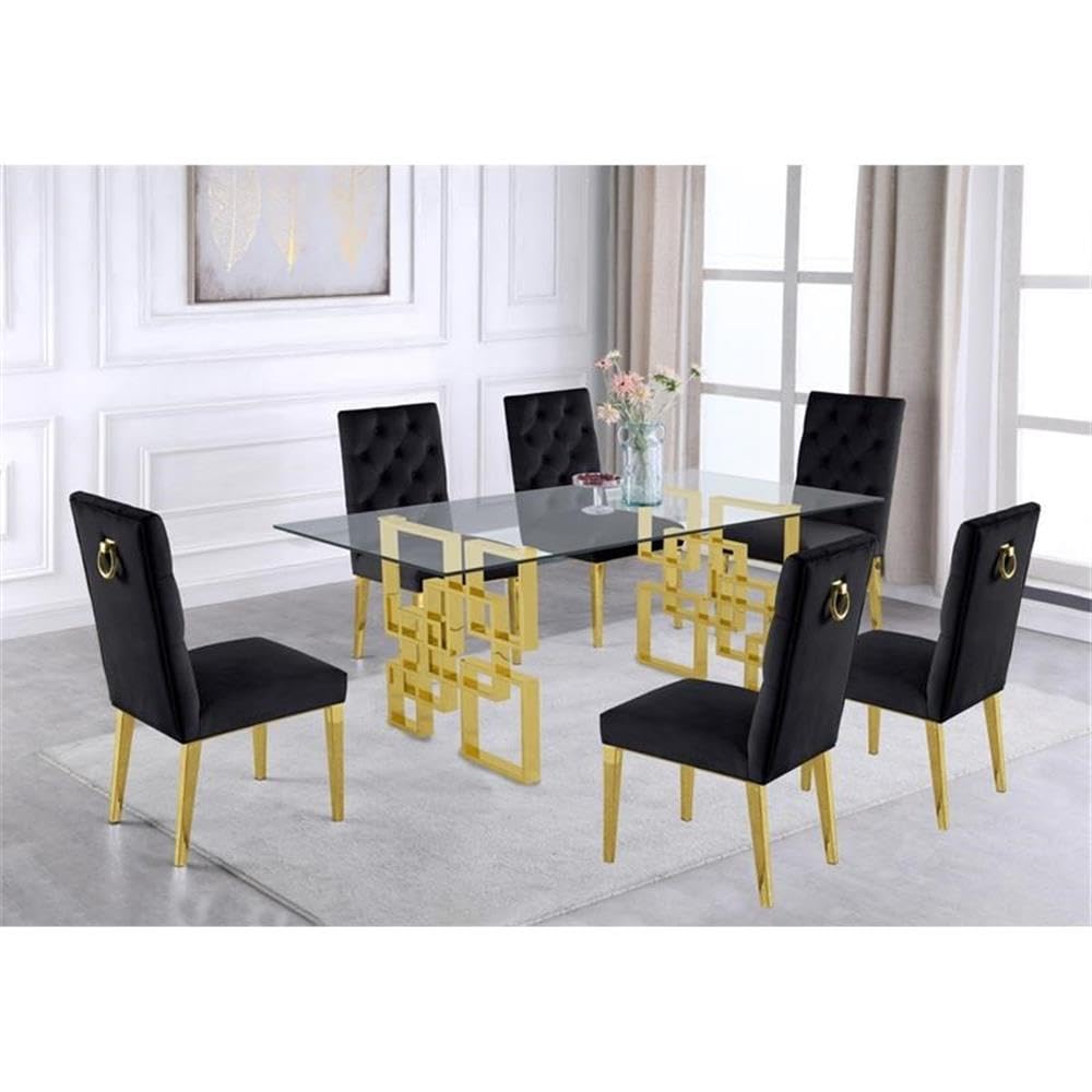 Best Quality Furniture Dining Furniture Set, Black
