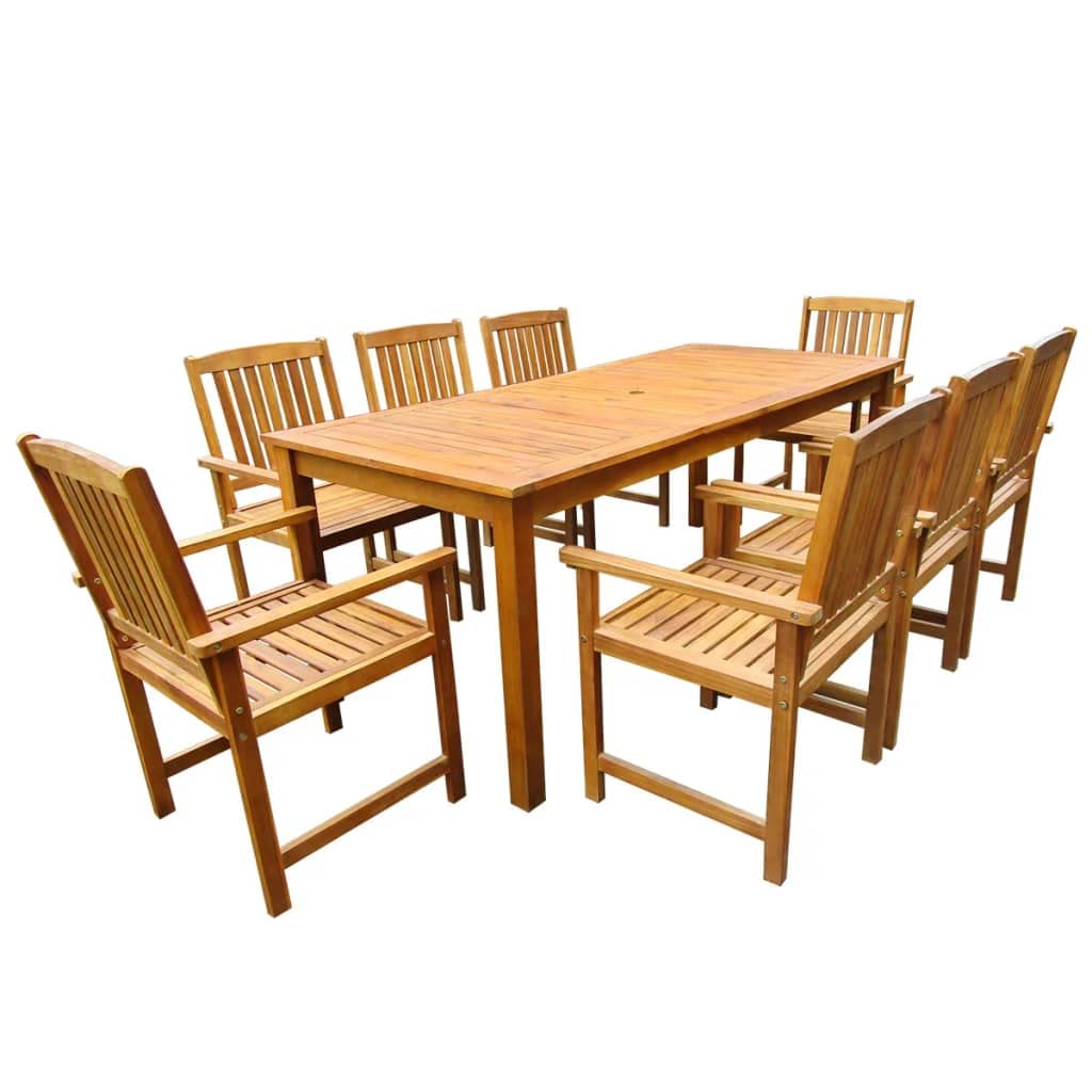 vidaXL 9 Piece Outdoor Dining Set Solid Acacia Wood