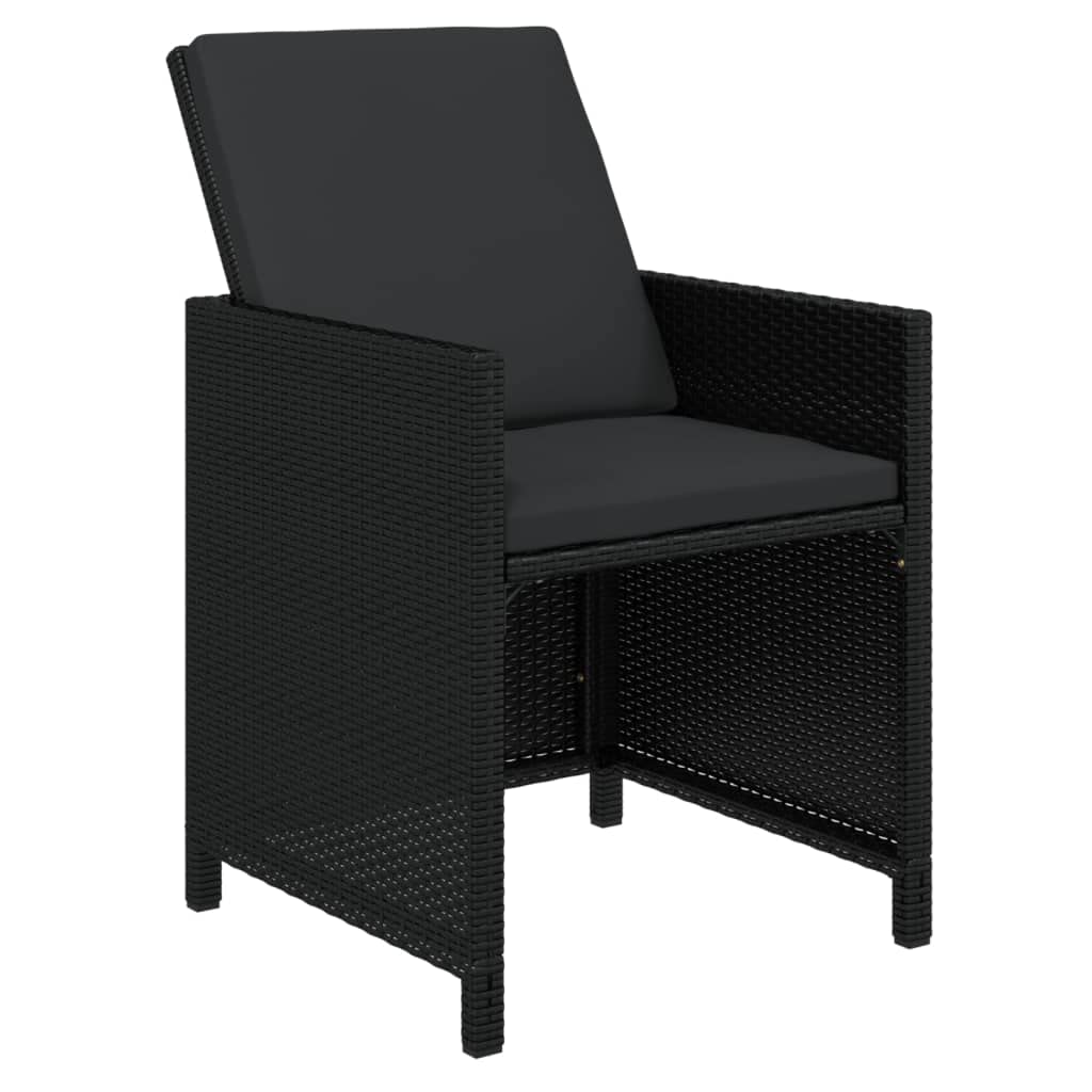 vidaXL Patio Dining Set 13 Piece with Cushions Garden Outdoor Terrace Balcony Dining Dinner Dinette Table and Chair Furniture Poly Rattan Black
