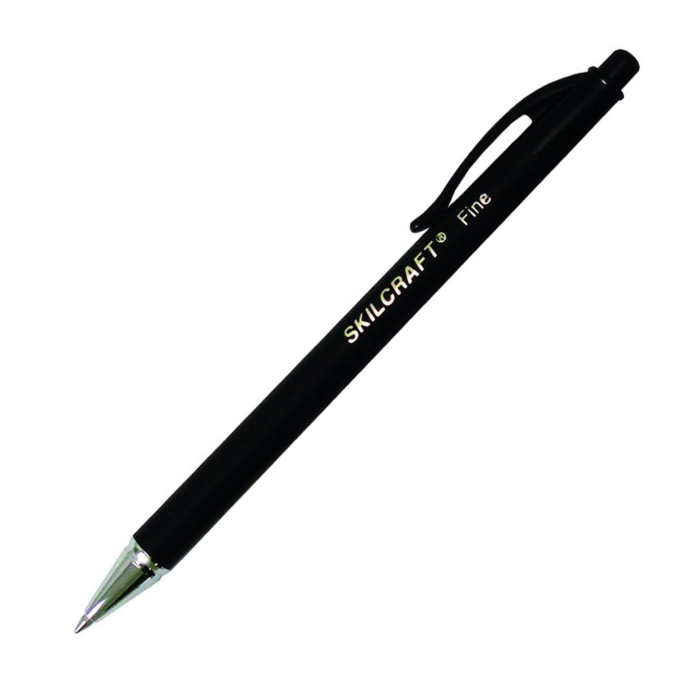 Skilcraft 7520-01-352-7309 Rubberized Fine Ball Point Pen, Black (Pack Of 12)