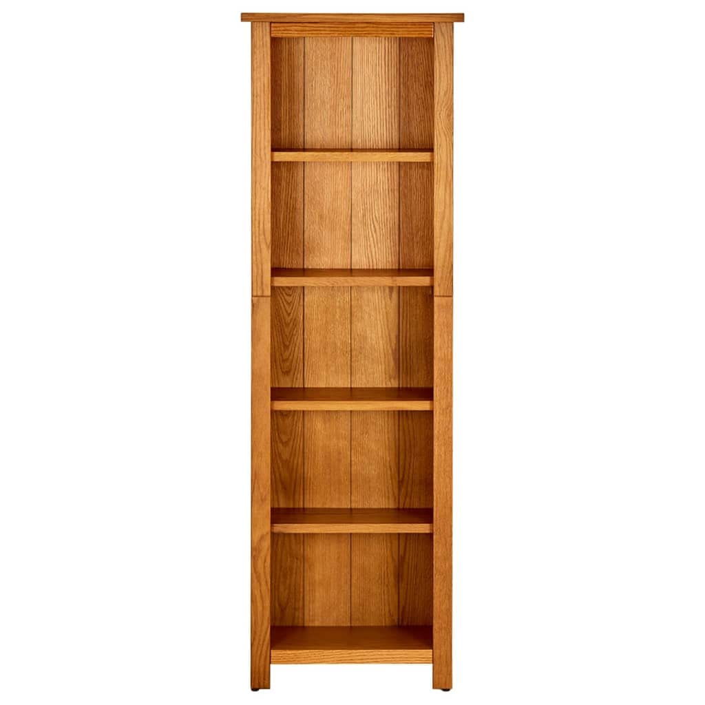vidaXL 5-Tier Bookcase in Solid Oak Wood - Timeless Design with Ample Storage Space, 17.7&quot;x8.7&quot;x55.1&quot;, Rustic Brown