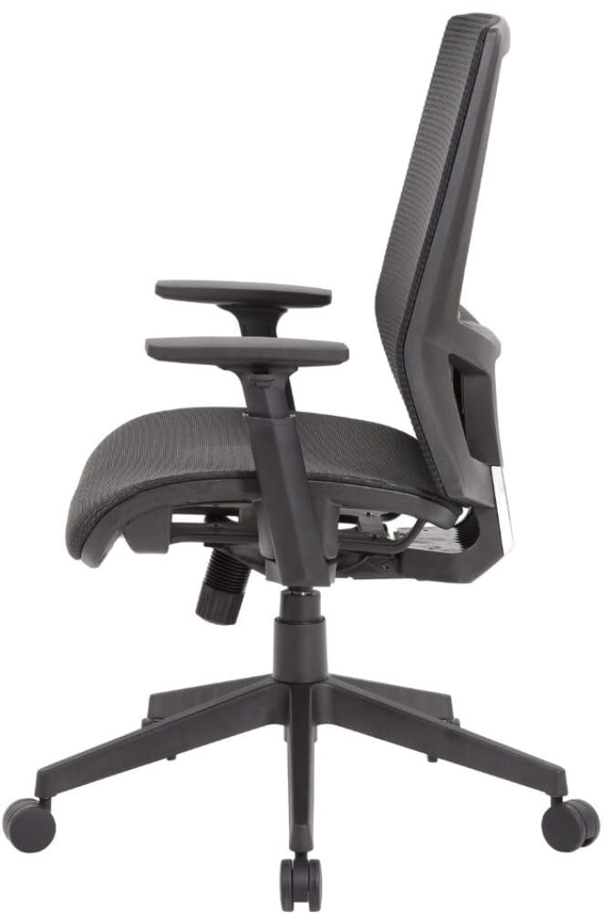 Boss Office Mesh Back Fabric Task Chair With Adjustable Arm In Black