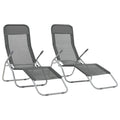 vidaXL Folding Sun Loungers - Set of 2, Weather-Resistant Textilene Fabric, Adjustable and Ergonomic Design, Portable for Beach & Garden Use - Anthracite Color