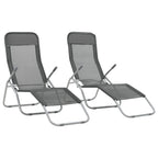 vidaXL Folding Sun Loungers - Set of 2, Weather-Resistant Textilene Fabric, Adjustable and Ergonomic Design, Portable for Beach & Garden Use - Anthracite Color