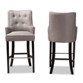 Baxton Studio Aldon Modern and Contemporary Grey Fabric Upholstered and Dark Brown Finished Wood 2-Piece Bar Stool Set