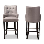 Baxton Studio Aldon Modern and Contemporary Grey Fabric Upholstered and Dark Brown Finished Wood 2-Piece Bar Stool Set